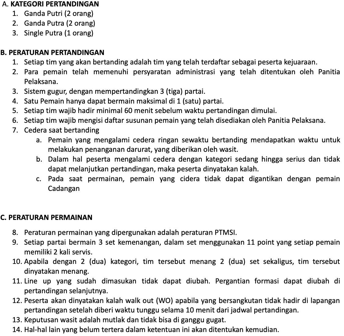 Tenis Meja Umum